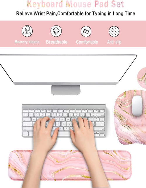 Load image into Gallery viewer, Keyboard Wrist Rest Mouse Pad Wrist Support for Computer Desktop/Laptop/Notebook Memory Foam Keyboard Pad Ergonomic Hand Rest Wrist Cushion for Home Office Gaming - Pink Fluid
