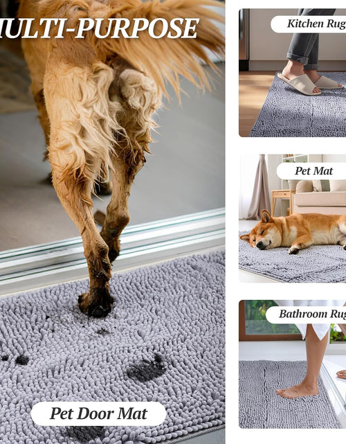 Load image into Gallery viewer, Cat Litter Mat, Litter Trapping Mat, 35"× 25" Cat Kitty Litter Rug with Waterproof Back, Super Soft for Cat'S Paws, Machine Washable, Grey
