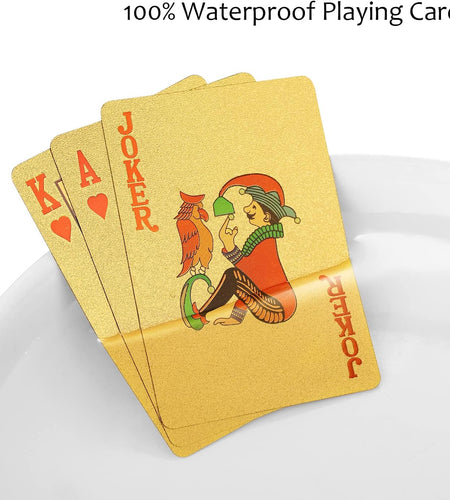 Deck of Cards, Gold Deck of Cards, Gold Playing Cards, Gold Waterproof Playing Cards, Waterproof Playing Cards, Poker Cards, Deck of Waterproof Cards, Washable Flexible, Use for Party and Game