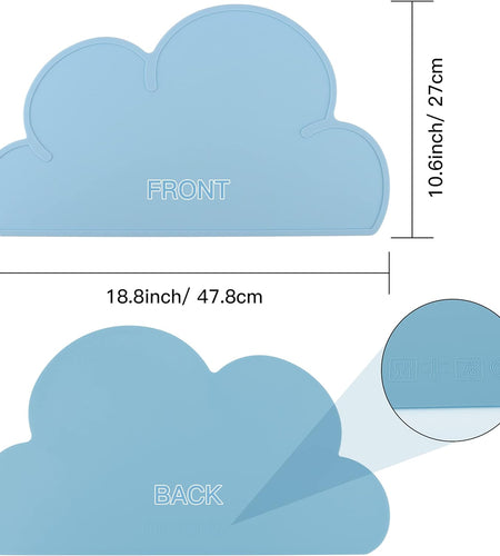 Pet Food Mats–Dog Cat Feeding Mat Top Grade Cloud Silicone Pad Anti-Slip Waterproof Anti-Slip Bowl Placemat (Blue)