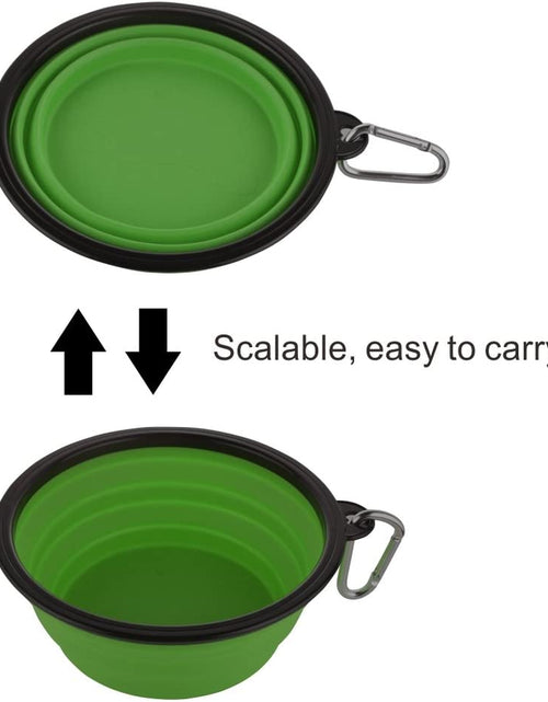 Load image into Gallery viewer, Large Collapsible Dog Bowls, 34Oz Travel Water Food Bowls Portable Foldable Collapse Dishes with Carabiner Clip, 2 Pack (Green+Blue)
